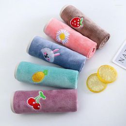 Towel 1Pc 30x30cm Embroidery Microfiber Square Soft Water Absorption Hanging Children Handkerchief Wash Face Cloth