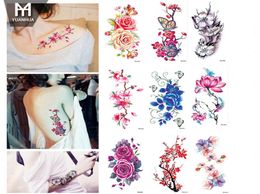 Temporary Body Tattoo Sticker Beautiful Color Peony Roses Fox Flamingo Decal Tattoo for Woman Arm Leg Chest Henna 3D7933633