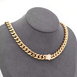 New High Polish Stainless Steel Set with Diamonds 18k Gold Hip Hop Miami Cuban Chain Bracelet Necklace Customization