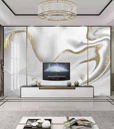 Custom Mural Wallpaper Modern 3D Golden Line Jazz White Marble Wallpaper Living Room TV Sofa Abstract Art Wall Papers Home Decor4050448