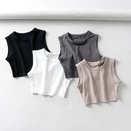 Women's Tanks 2024 Summer Vintage White Crop Tops Women Biker Black Punk Sexy Tank Top Korean Streetwear Cropped Sleeveless Feminino