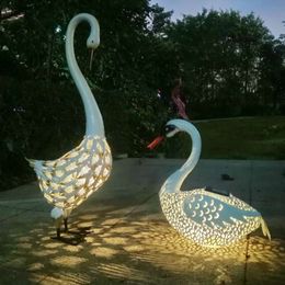 Hot Selling Garden, Courtyard, Outdoor Lawn, Luminous Iron Animal, Swan Ornament, Solar Light