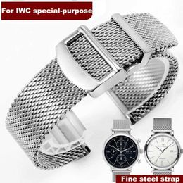 Watch Bands For IWC PORTOFINO PORTUGIESER Metal Strap Accessories 20 22mm Milanese Stainless Steel Band Chain Q240510