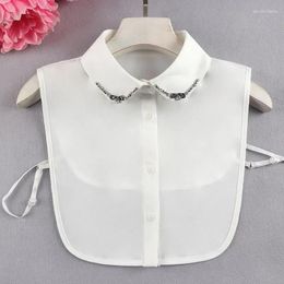 Bow Ties Fashion White Lapel Fake Collar For Women's Half Shirt Blouse Detachable False Women Clothes Accessories