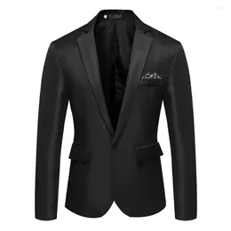 Men's Suits Men Blazer Black Lapel Long Sleeve Pockets Single Button Decor Suit Jacket Wedding Slim Fit Formal Spring Blazers