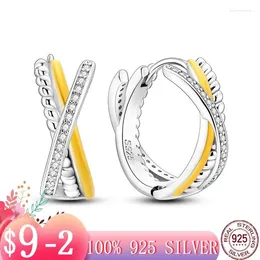 Hoop Earrings 2024 Luxury Two Color Golden Double For Women Teens Girl Silver Female Engagement Jewelry Gift Wholesale