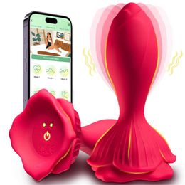 Other Health Beauty Items Vibrating Rose Butt Plug APP Remote Control Vibrators 9 Modes Waterproof Sile Anal Plug Adult Toys Vibrator For Beginner T240510