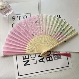 Decorative Figurines 4 Pieces Folding Hand Fans Chinese Style Held Bamboo Silk Floral For Dancing Cosplay Wedding Party Props