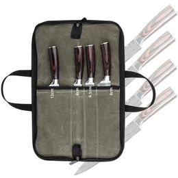 Professional kitchen knife roll bag with 4 slots portable chef knife storage bag Organiser slicing and shredding portable box pocket tools 240428