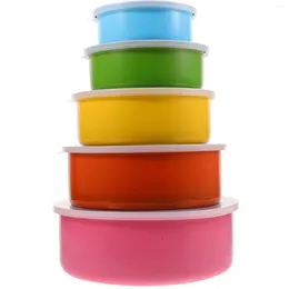 Dinnerware Sets 5 Pcs Color Crisper Kitchen Bowls Metal Mixing Magnetic Stainless Steel With Lids