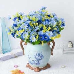 Decorative Flowers Wilting-free Artificial Flower Realistic Uv Resistant Mums 6 Bundles Of Outdoor Greenery For Home Decoration