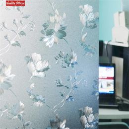 Window Stickers Peony Pattern Electrostatic Frosted Glass Film Bathroom Living Room Office Opaque Sliding Door UV Protection