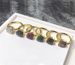 fashion Jewellery Spot Whole Stones SixColor Stones Square Honeycomb Ring Copper Micro Pave Gold silver bracelets bangles for w9254351