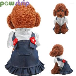 Dog Apparel Striped Skirt Spring Summer Breathable Denim Dresses Cute Pet Clothes For Small Medium Dogs Cats Yorkie Chihuahua Clothing