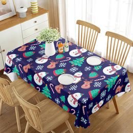 Table Cloth Snowman Scarf Pattern Tablecloth Winter Christmas Theme Rectangle Cover For Kitchen Dining Room Party Decoration