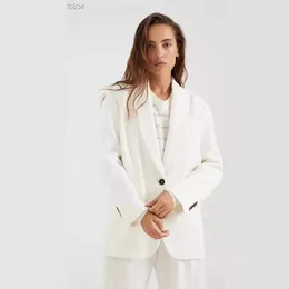 Women's Suits 2024 Spring Women Solid Color Cotton And Linen Blazer / Vest Trousers