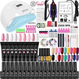 Nail Art Kits Nail gel kit Acrylic nail kit with UV LED lamp dryer color gel polishing kit soap removal tool kit T240510