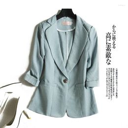 Women's Suits Spring Striped Suit Thin Jacket Short Slim Korean Seven-point Sleeve Net Red Small Top