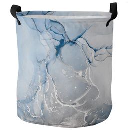 Laundry Bags Blue Marble Texture Foldable Basket Large Capacity Hamper Clothes Storage Organizer Kid Toy Sundries Bag