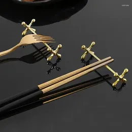 Chopsticks 1pc Chopstick Holder Metal Plum Shape Pillow Rest Japanese Spoon Stainless Steel Reusable Gold Anti Rolling