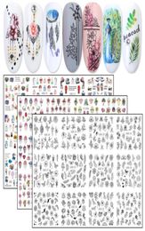 12pcs Nail Art Transfer Decals Water Stickers Colorful Nail Jewelry Flower Animal Black Sliders Manicure Tattoos JIBN112912129352385