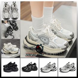 Popular thick soled dad shoes women new China-Chic casual shoes sneakers white lace-up free shipping youth lovers new trendy mens 35-44 sliver unisex sport high quality