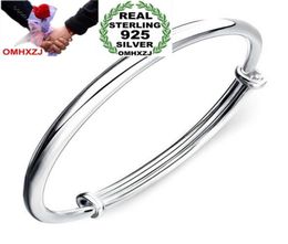 OMHXZJ Whole Jewellery Round Glossy Chaise Woman Child Fashion Exquisite Bangles 925 Sterling Silver Bracelet Adjustable SZ526990979