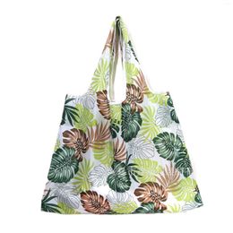 Storage Bags Large Capacity Kitchen Fruit Vegetable Tote Floral Printed 210D Oxford Waterproof Shopping Bag Women Foldable Handbag