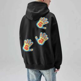 Men's Hoodies Sweatshirts Swetshirts White Oversize Thermal Imaging Palm Print Pullover Mens Womens ropean American broidery Hip Hop Hooded H240508