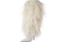 Punte di dita dei tacchi bianchi White Winter Women Boots Stivali da donna Scarpe Botas Party Scarpe4956864