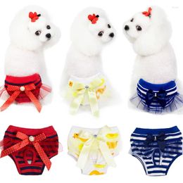 Dog Apparel Washable Dogs Diaper Sanitary Pants Bow Tie Decor Cotton Pet Physiological Menstruation Underwear Puppy Shorts Supplies