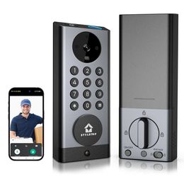 Camera Smart Lock, 3-in-1 Camera+doorbell+fingerprint Keyless Entry, Built-in Wi Fi, Alexa, Remote Application Control, Two-way Intercom, High-definition 2K,