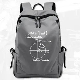 Backpack Euler Formula Math Rule Daypack Blue Black Grey Schoolbag Eulers Rucksack School Bag Laptop Day Pack