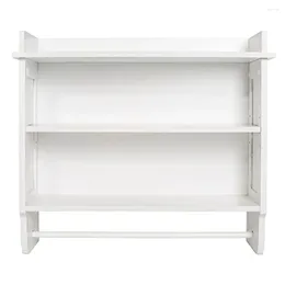 Storage Boxes Contemporary White Wall Shelf Towel Bar With Three Shelves & Wainscot Panels Semi-Gloss Finish Kitchen Bathroom Hallway Space