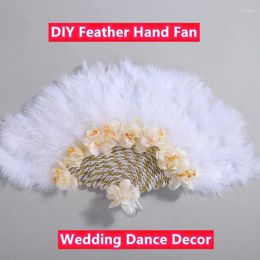 Decorative Figurines Handmade DIY Fan Bride Handheld Feather Hand Wedding Banquet Decor Anniversary Birthday Holiday Party Ladies Dance
