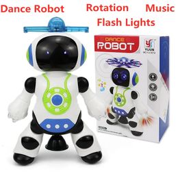 Music Robot Educational Toys Electronic Smart Dancing 360Degree Rotation Led Lights Figure Kids 240511