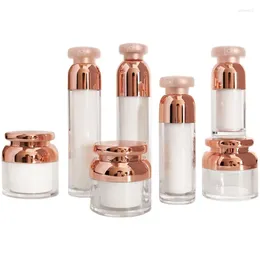 Storage Bottles 50pcs 15/30/50g Cream Cosmetic Jar Pot 15/30/50ml Acrylic Lotion Pump Bottle DIY Refillable Container Travel