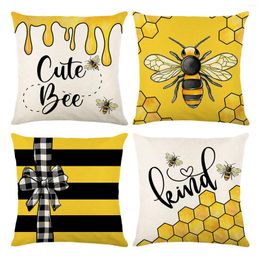 Pillow Home Decor Bee Cover Spring Summer Busy Bees Honey Pillowcase Cute Printed Throw Case