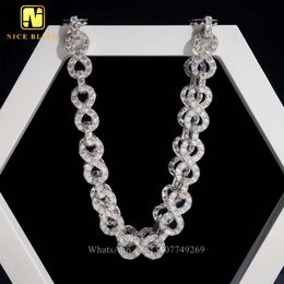 Big Stone Shiny Infinity 13Mm Moissanite Gold Plated Necklace Tennis Chain Cuban Link Hip Hop Rock