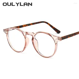 Sunglasses Frames Oulylan Elastic Hinge Myopia Optical Glasses Frame Women Men Unisex Round TR90 Eyeglasses Fat Lens Anti Blue Light