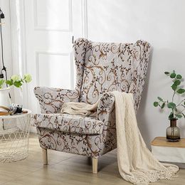 Chair Covers Printed Relax Wing Cover Stretch Spandex Wingback Armchair Elastic Sofa Slipcovers With Seat Cushion