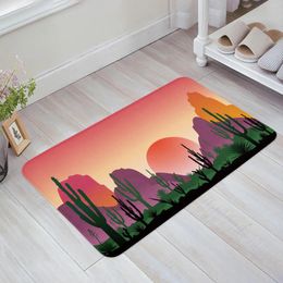 Carpets Cactus Desert Mountain Sunset Kitchen Floor Mat Living Room Decor Carpet Home Hallway Entrance Doormat Anti Slip Rug