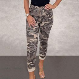 Women's Pants Camouflage Print Slim Fit Drawstring Elastic Waist Side Pocket Casual Daily Sports Long Pencil