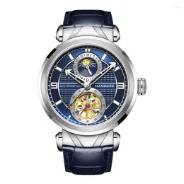 Wristwatches HANBORO Men Automatic Watch 43mm Luxury Mechanical Wristwatch 50M Waterproof Sapphire Mirror Skeleton Dial