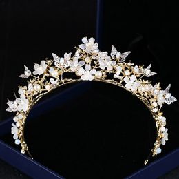 Bridal Headpieces Wedding Crowns Butterfly Flower Crystal Crown Headdress Golden Baroque Crown Wedding Accessories Jewellery Bridal Tiara 282o