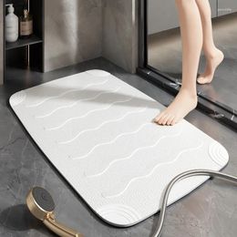 Bath Mats White PE Non-slip Shower Mat With Suction Cups Simple Solid Colour Quick Drying Floor For Bathroom And Toilet Home El