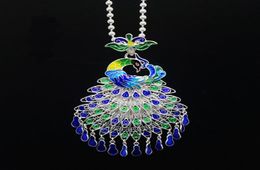 Sterling silver jewelry cloisonne peacock pendant Chinese phoenix necklace Jewelry Charms For Woman Wedding Anniversary Gift2485050