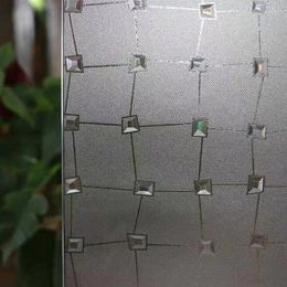 Window Stickers 45 200cm Privacy Film 3D Diamond Static Anti-UV Sunscreen Glass Heat Control Sticker Office Door Home Decor
