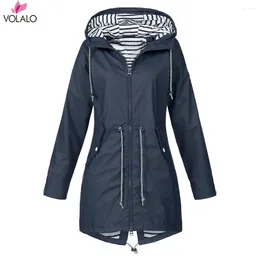 Women's Jackets VOLALO 5XL Winter Jacket Long Coat Women Fashion Mountain Vintage Striped Print Woman Parka Womens Tops And Blouses