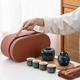Teaware Sets Outdoor Travel Set With High-end Storage Bag Creative Ceramic Quick Brew